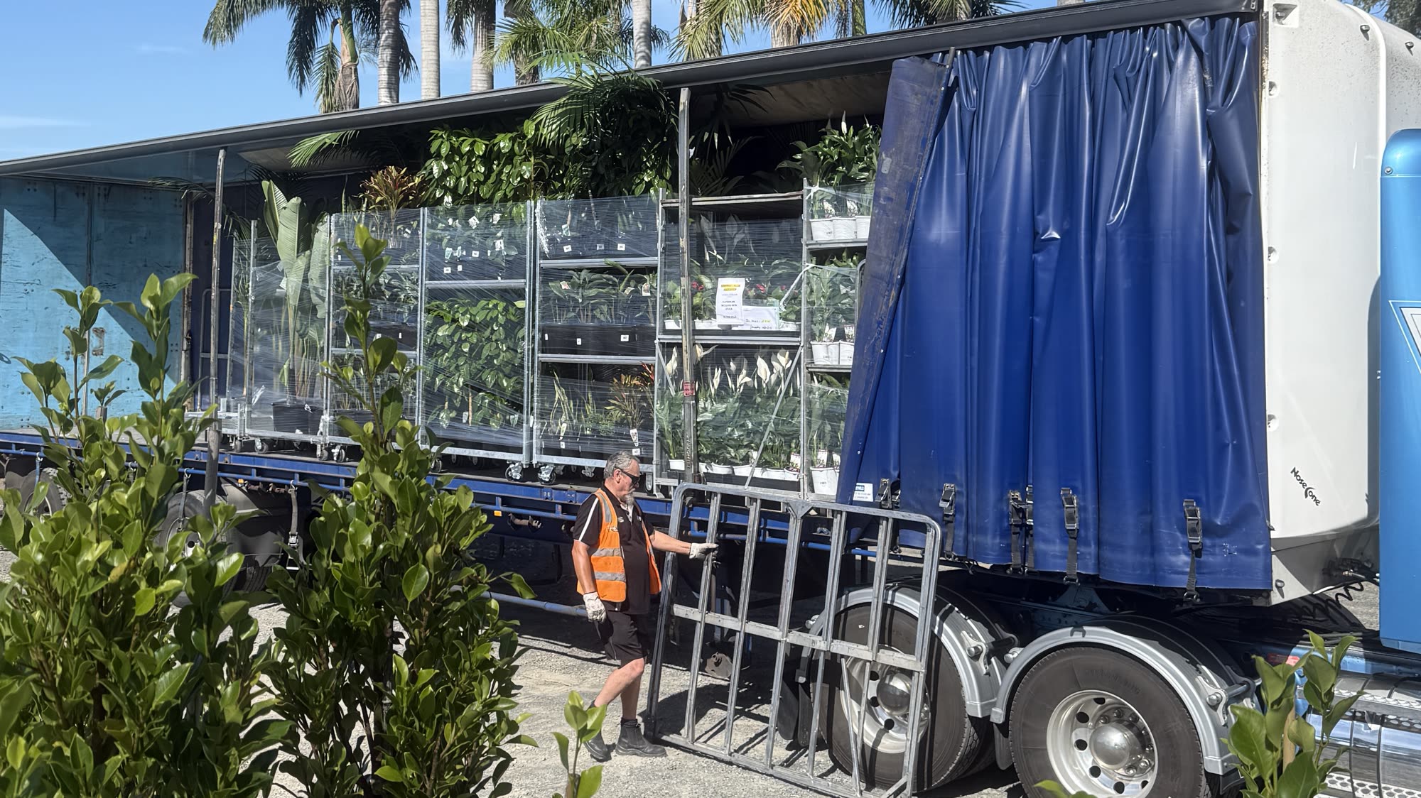 Trolleys of retail-ready stock being loaded for delivery