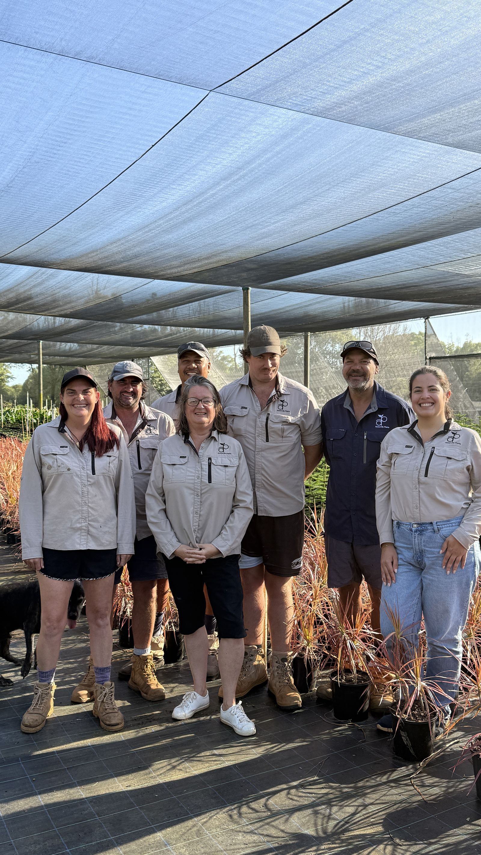 The Florafolia production team in the shade house